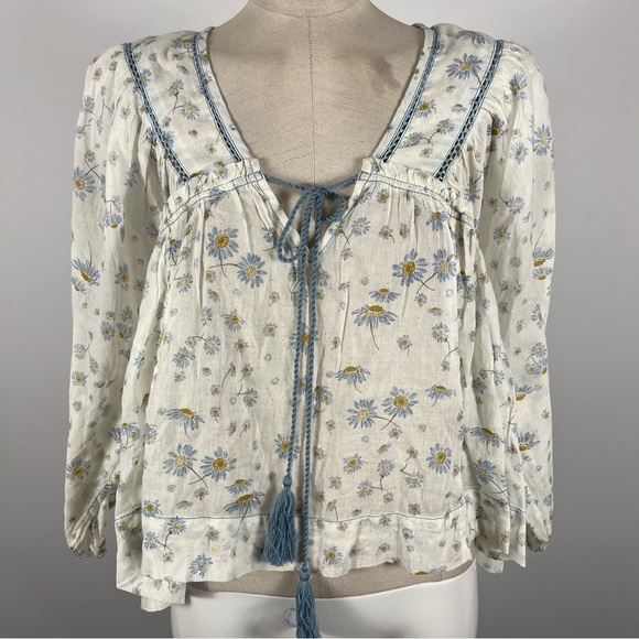 Free People Never a Dull Moment Peasant  Top Size XS - Picture 2 of 8
